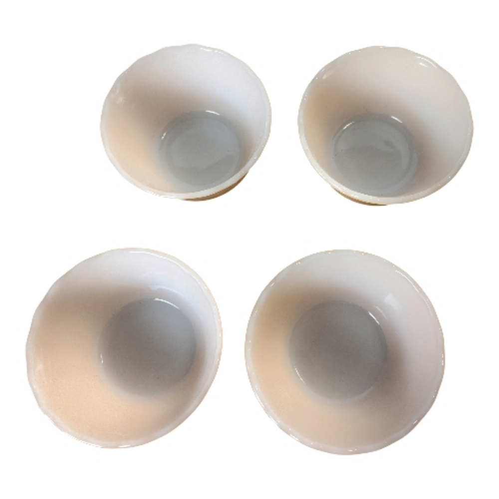 Vtg Fire-King Anchor Hocking #424 Copper Tint 6oz Custard Cups Set of 4 Scallop - Picture 2 of 4